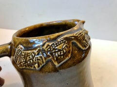 Danish Brutalist Stoneware Jug by Conny Walther, 1970s