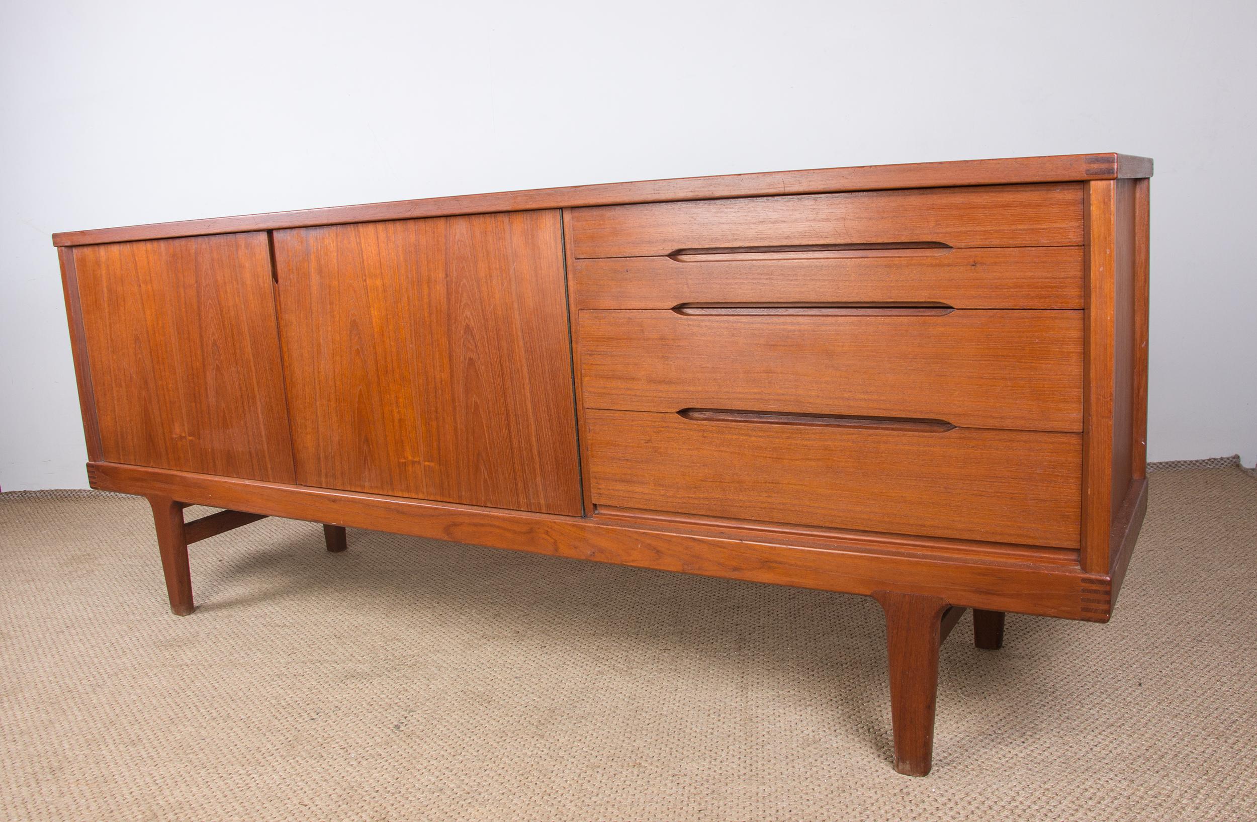 Danish Brutalist style sideboard, Solid Teak, Henning Kjaernulf/Vejle Stole 1960 For Sale 10