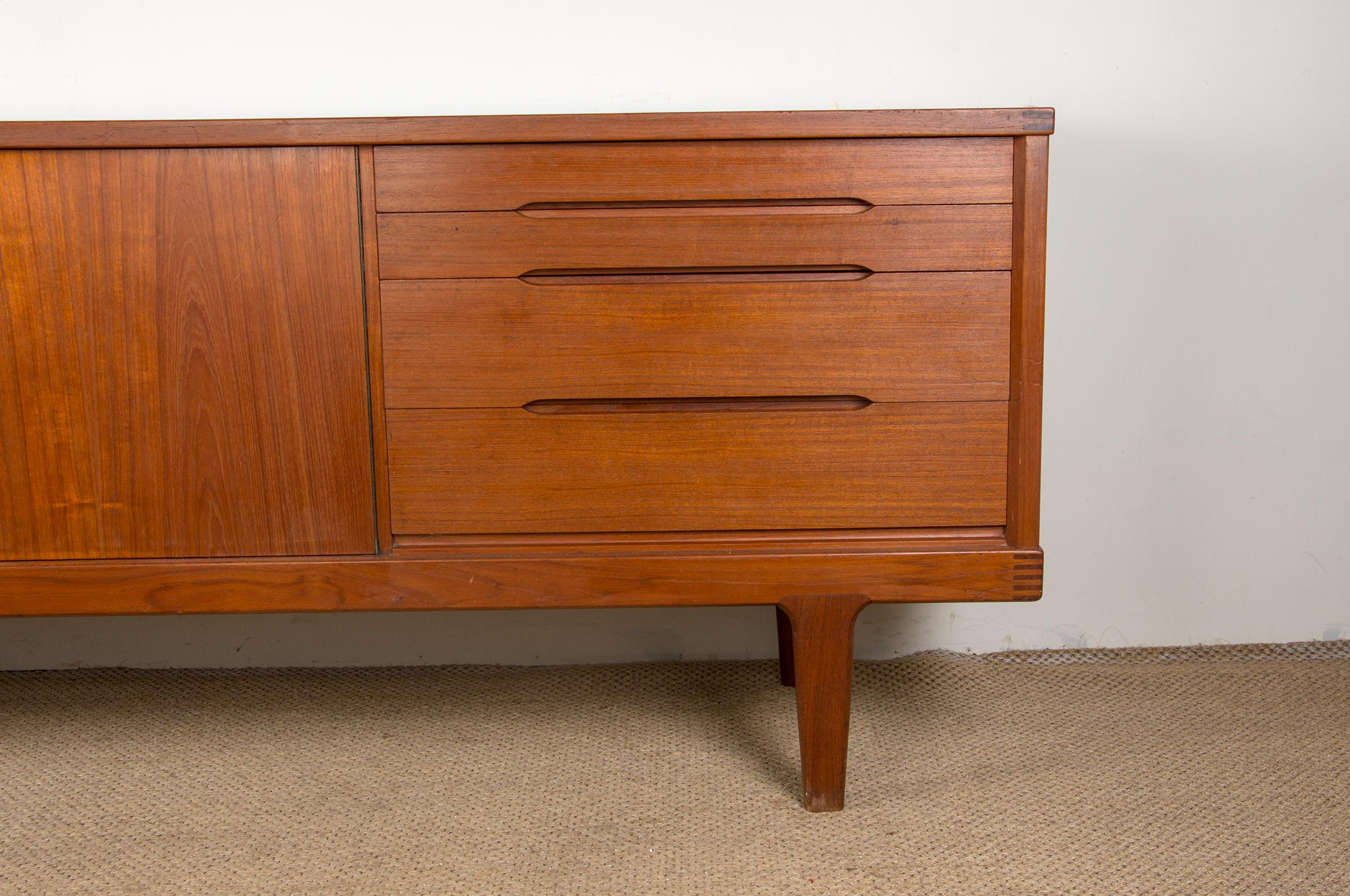 Mid-20th Century Danish Brutalist style sideboard, Solid Teak, Henning Kjaernulf/Vejle Stole 1960 For Sale