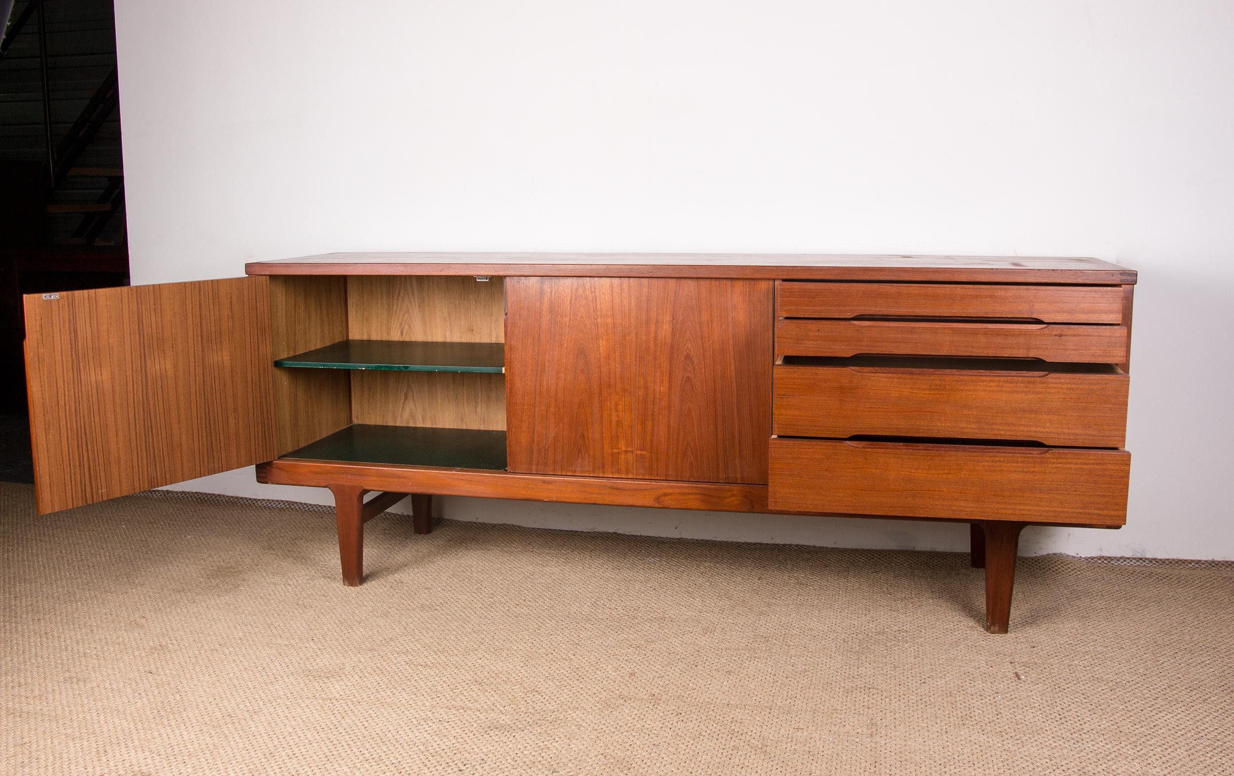 Danish Brutalist style sideboard, Solid Teak, Henning Kjaernulf/Vejle Stole 1960 For Sale 4