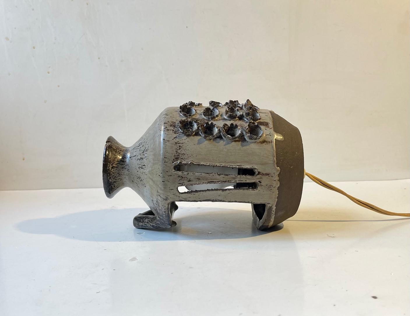 Lampe murale danoise brutaliste en grès émaillé, années 1970 Bon état - En vente à Esbjerg, DK