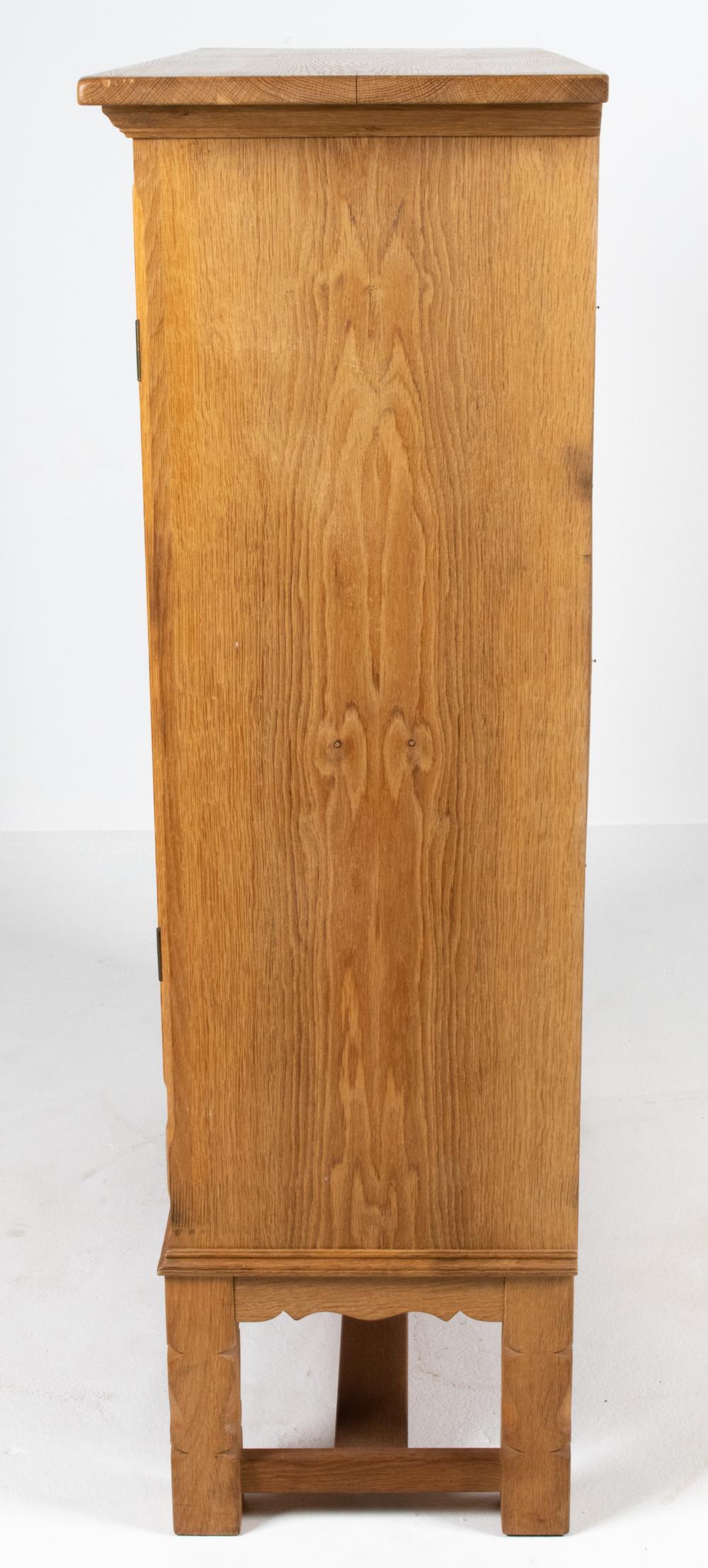 Danish Brutalist White Oak Tall Cabinet Attributed to Henning Kjærnulf 3