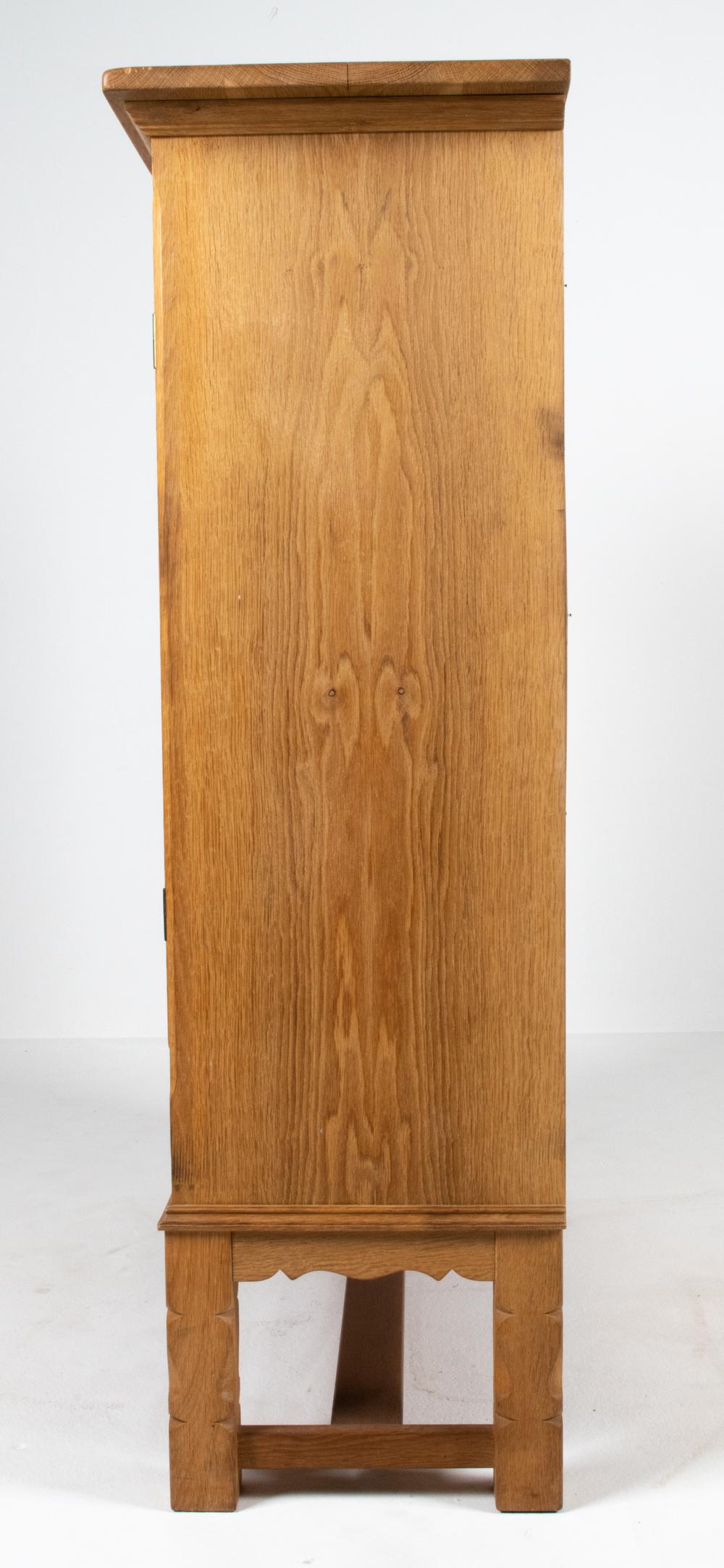Danish Brutalist White Oak Tall Cabinet Attributed to Henning Kjærnulf 4