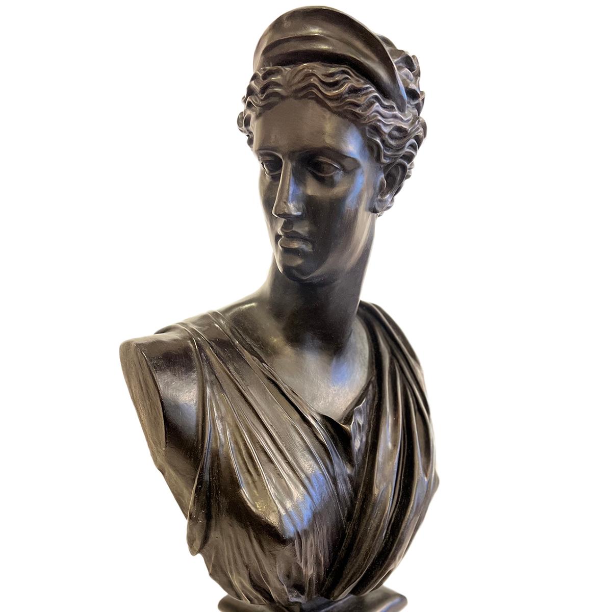 A circa 1940's Danish ceramic bust depicting the Goddess Minerva.

Measurements:
Height: 22.5