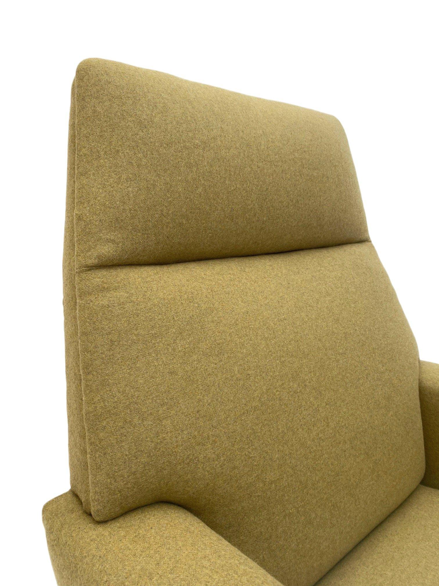 Danish Buttermilk Wool And Teak Highback Armchair Mid Century Chair 1960s 5