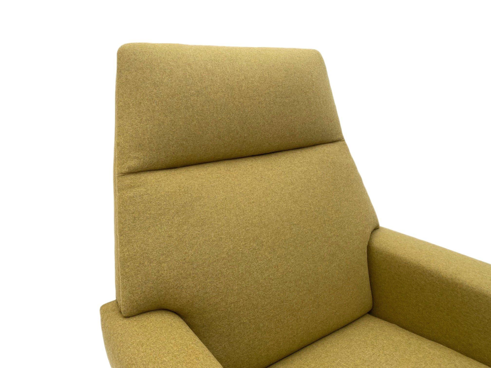 Danish Buttermilk Wool And Teak Highback Armchair Mid Century Chair 1960s 11