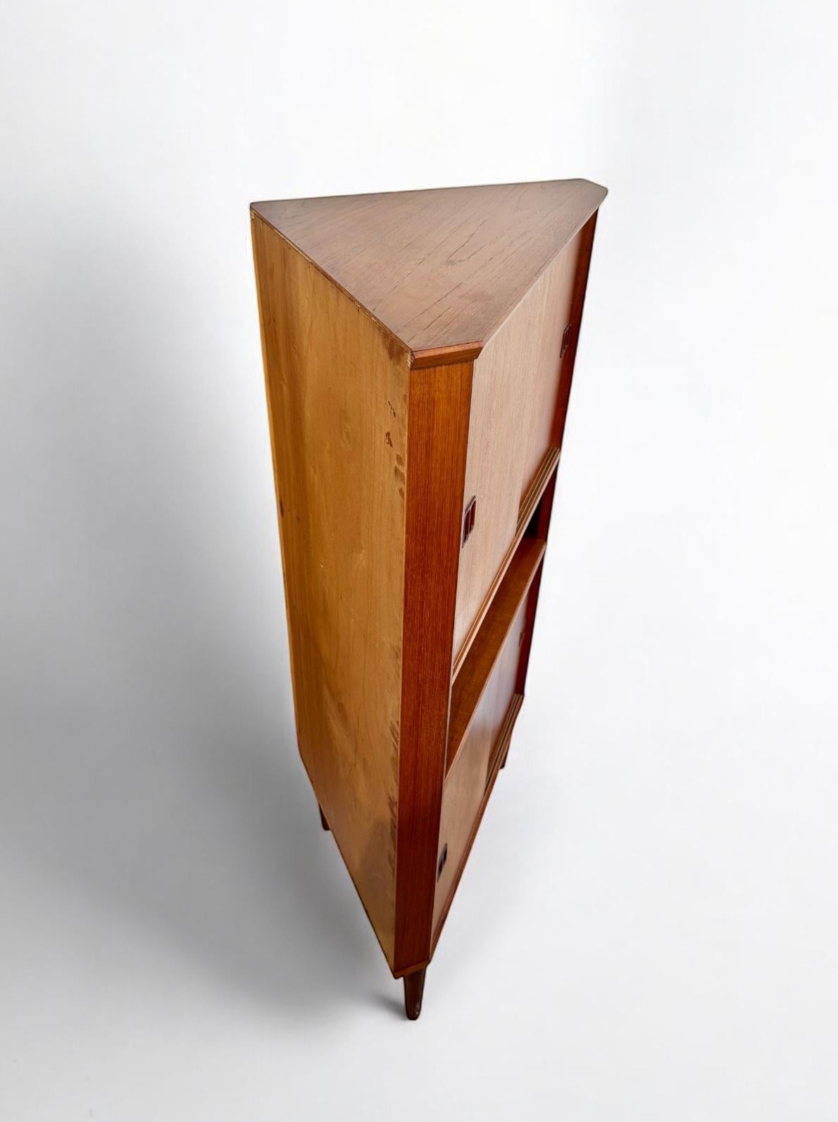 Mid-Century Modern Danish Cabinet Maker, Corner Cabinet Teak, Denamrk 1960's For Sale