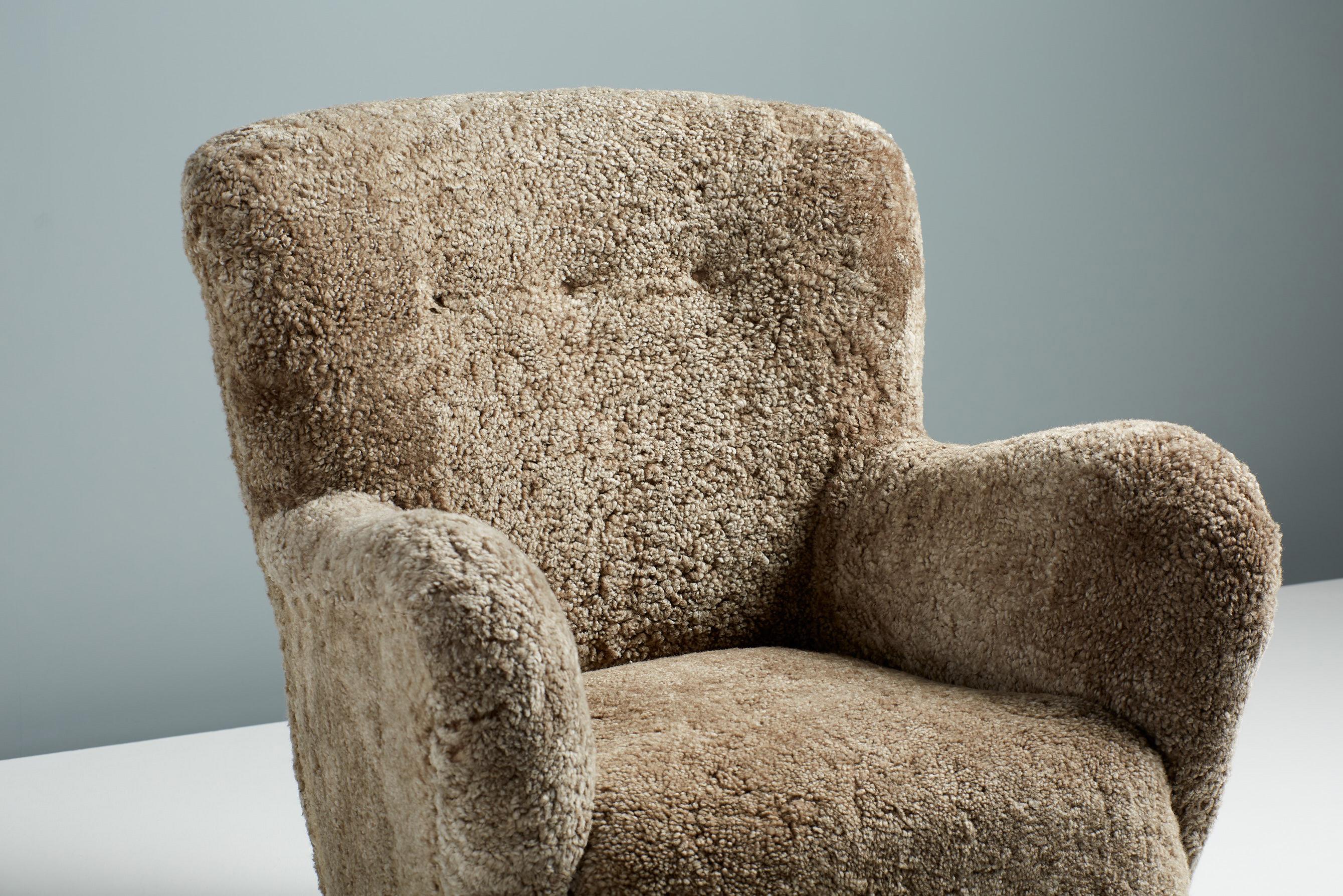 Danish Cabinet Maker Sheepskin Armchair c1940s 1