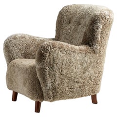 Danish Cabinet Maker Sheepskin Armchair c1940s