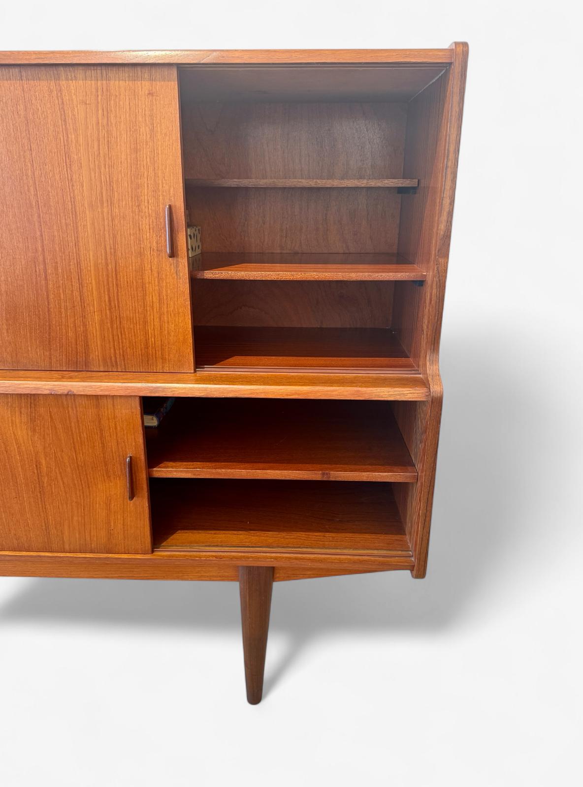Mid-20th Century Danish Cabinet Maker, Teak Cradenza, Highboard Denamark 1960's For Sale