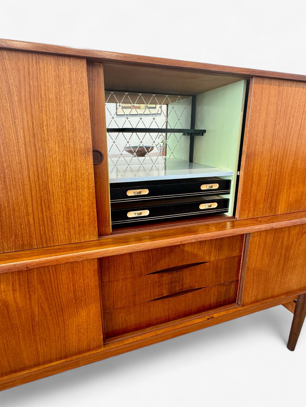 Danish Cabinet Maker, Teak Cradenza, Highboard Denamark 1960's For Sale 1