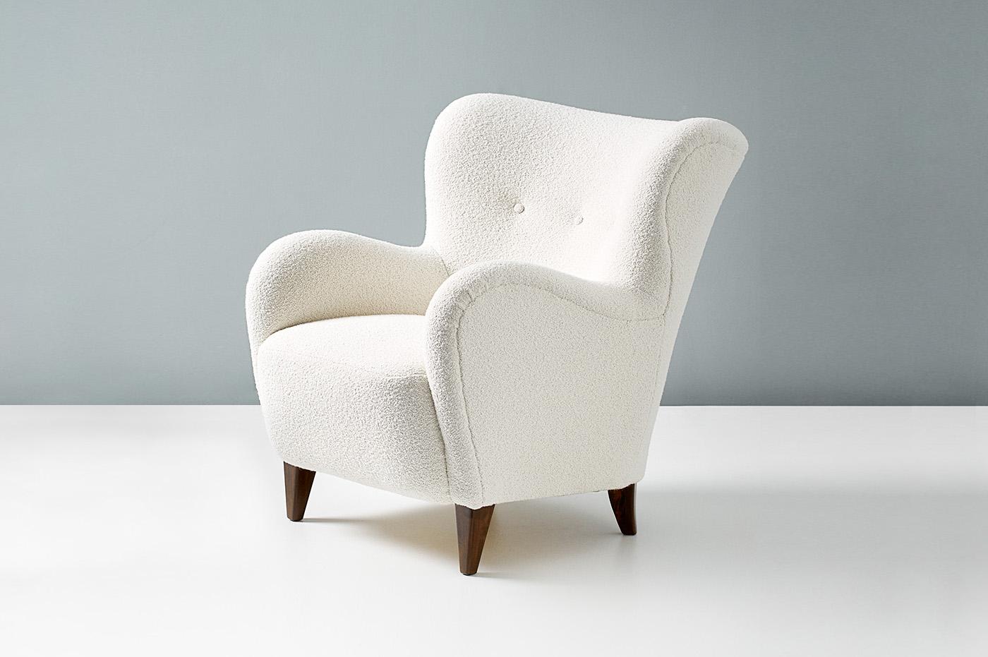 Scandinavian Modern Danish Cabinetmaker 1940s Boucle Armchair