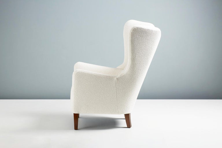 Danish Cabinetmaker 1940s Boucle Wing Chair 2