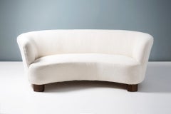 Danish Cabinetmaker 1940s Curved Boucle Sofa