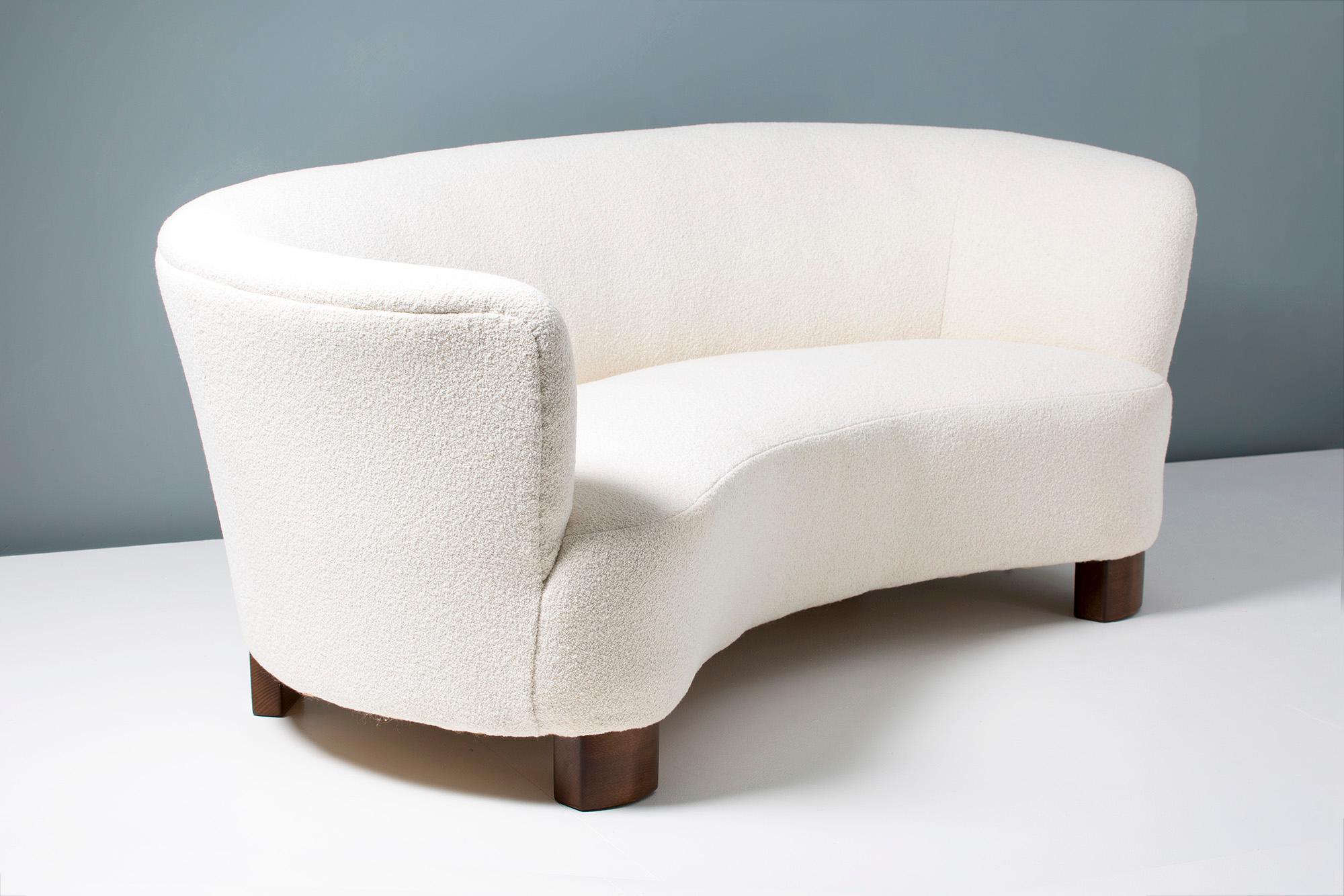 Danish Cabinetmaker 1940s Curved Boucle Sofa In Excellent Condition In London, England