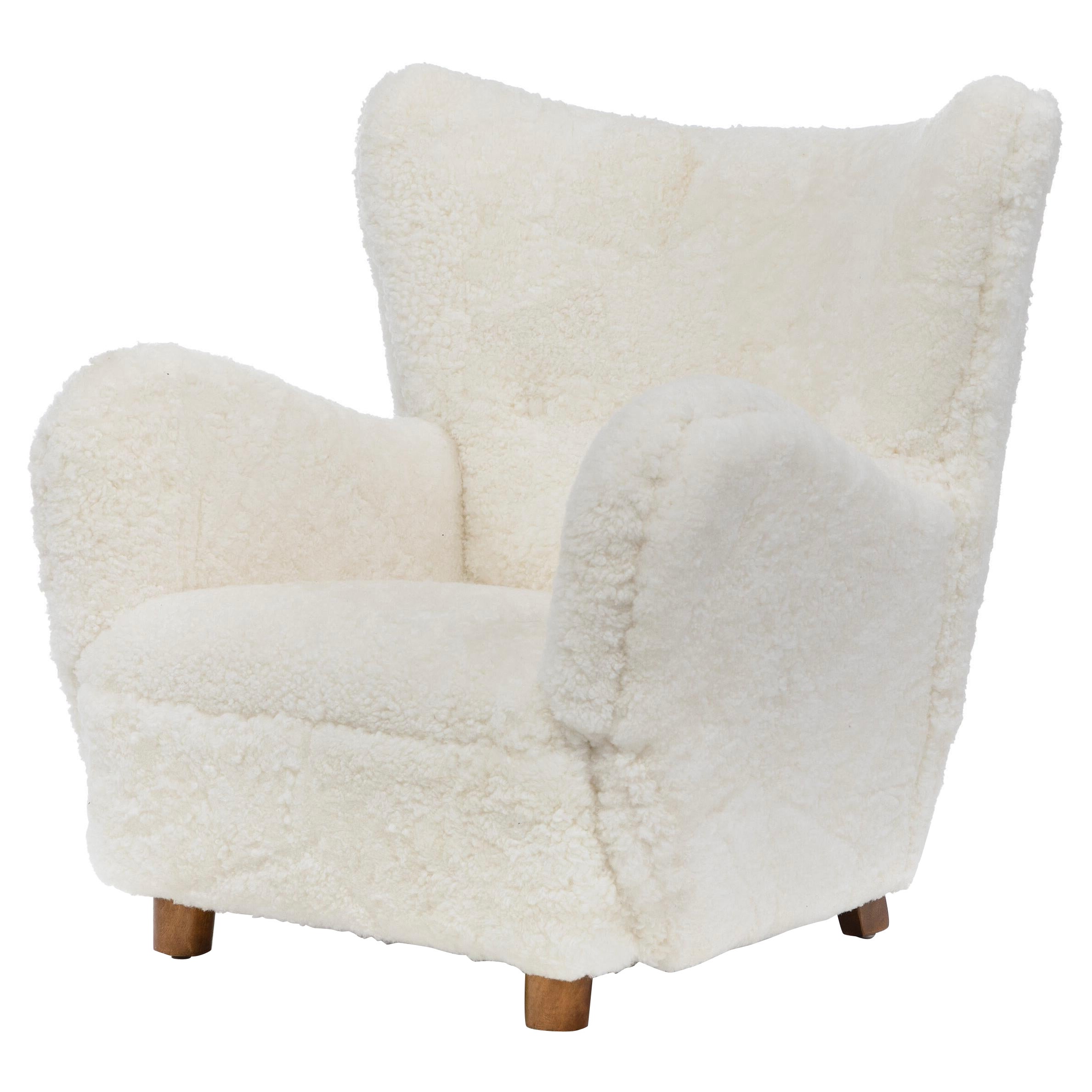 Danish Cabinetmaker 1940s Lambswool Lounge Chair