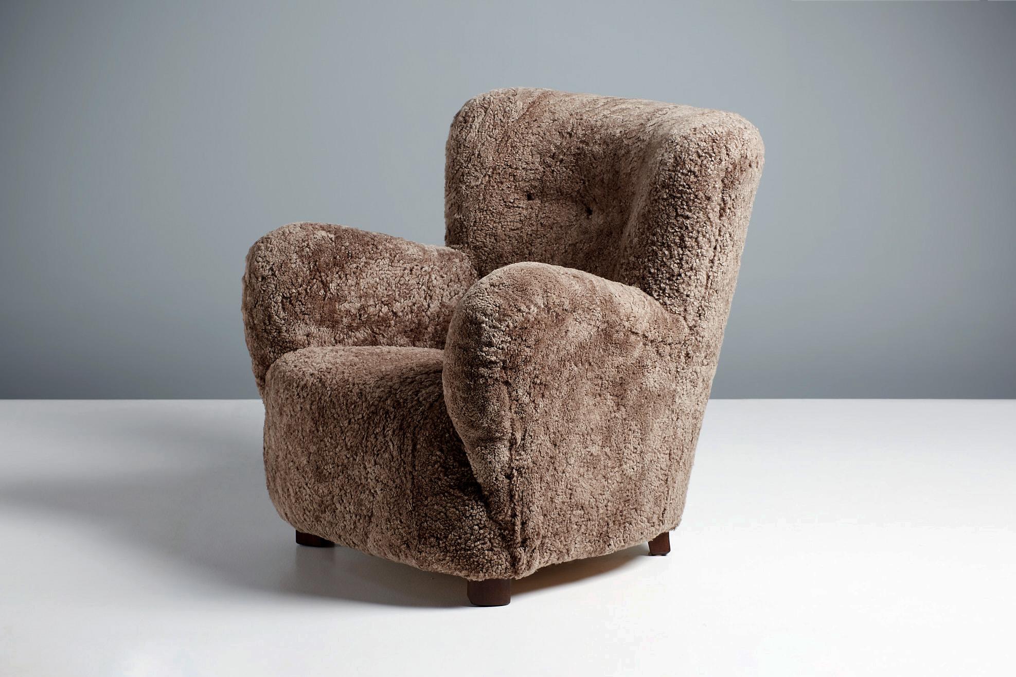 Mid-20th Century Danish Cabinetmaker 1940s Sheepskin Lounge Chair