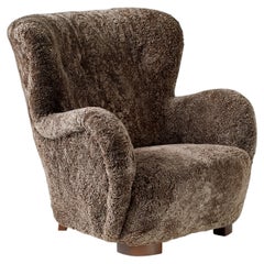 Danish Cabinetmaker 1940s Sheepskin Wing Chair Danish Cabinetmaker 1940s Sheepskin Wing Chair
