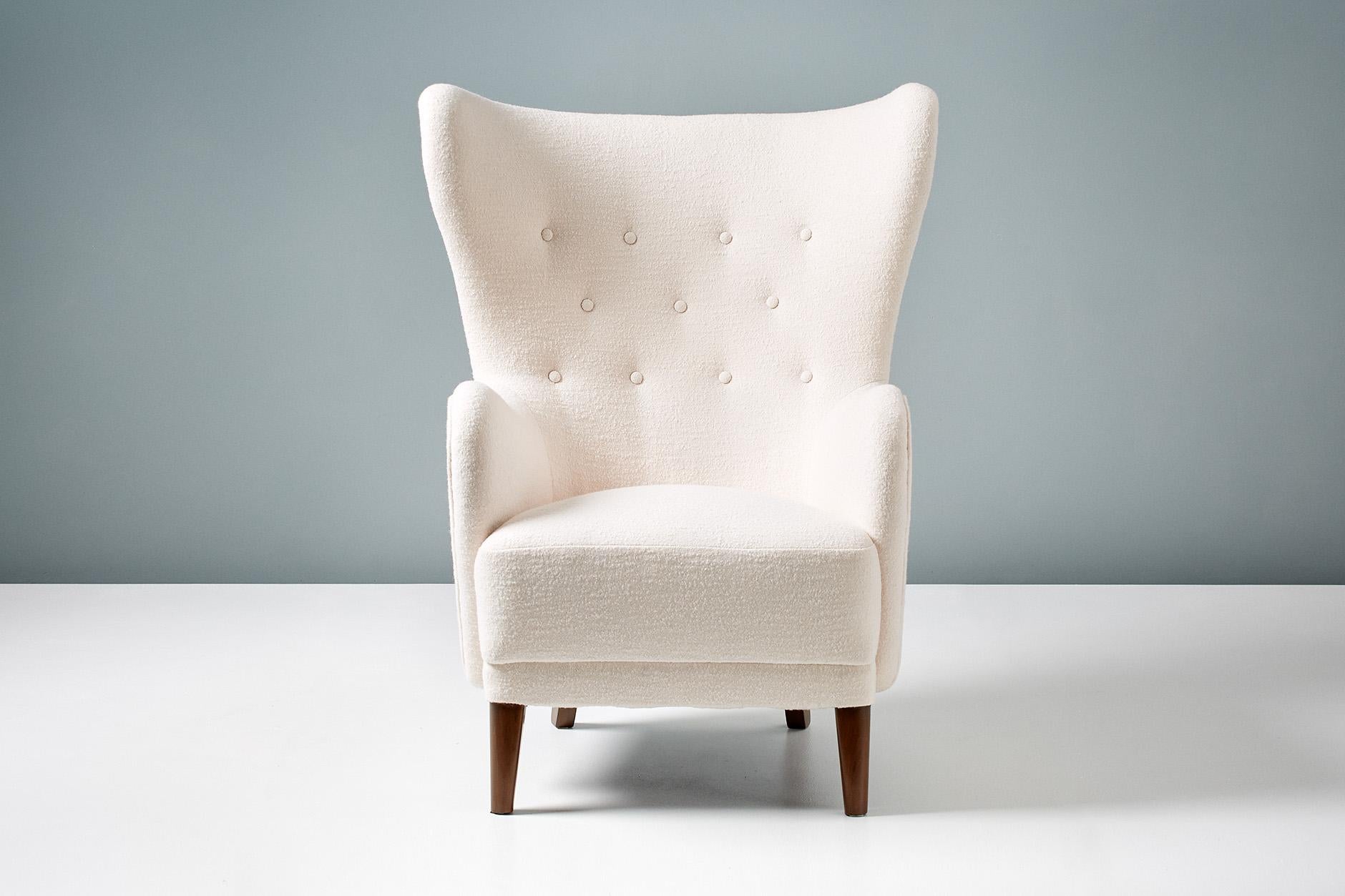 Scandinavian Modern Danish Cabinetmaker 1940s Wing Chair