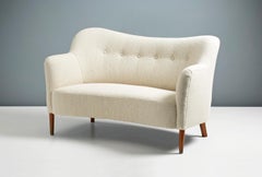 Danish Cabinetmaker 1950s Boucle Love Seat Sofa