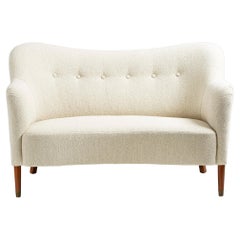 Danish Cabinetmaker 1950s Boucle Love Seat Sofa