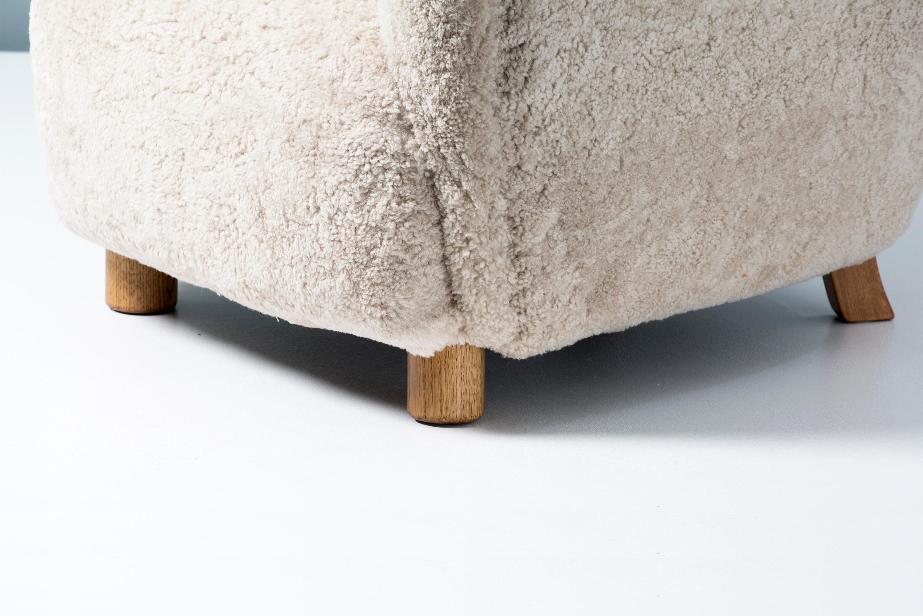 Scandinavian Modern Danish Cabinetmaker 1950s Sheepskin Armchair