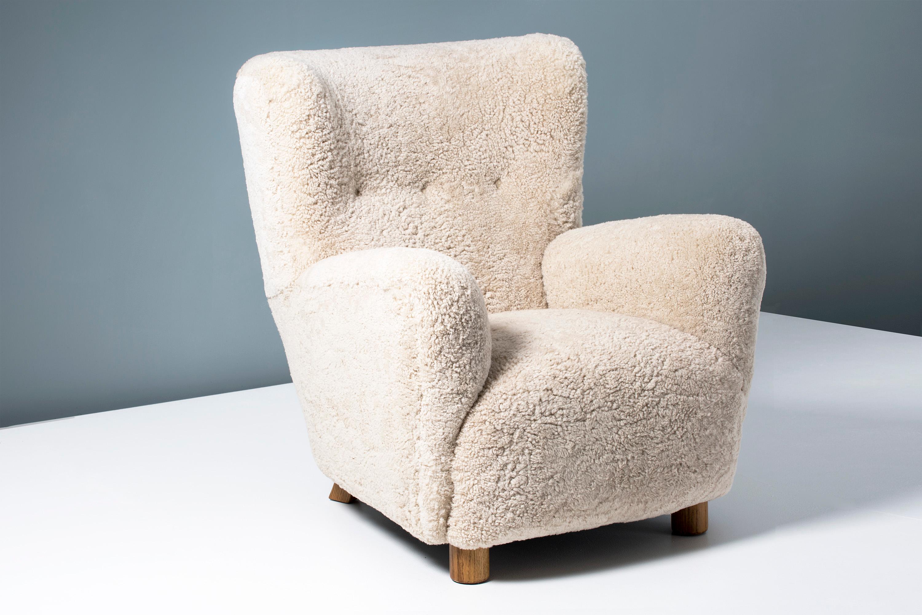 Danish Cabinetmaker 1950s Sheepskin Armchair 1
