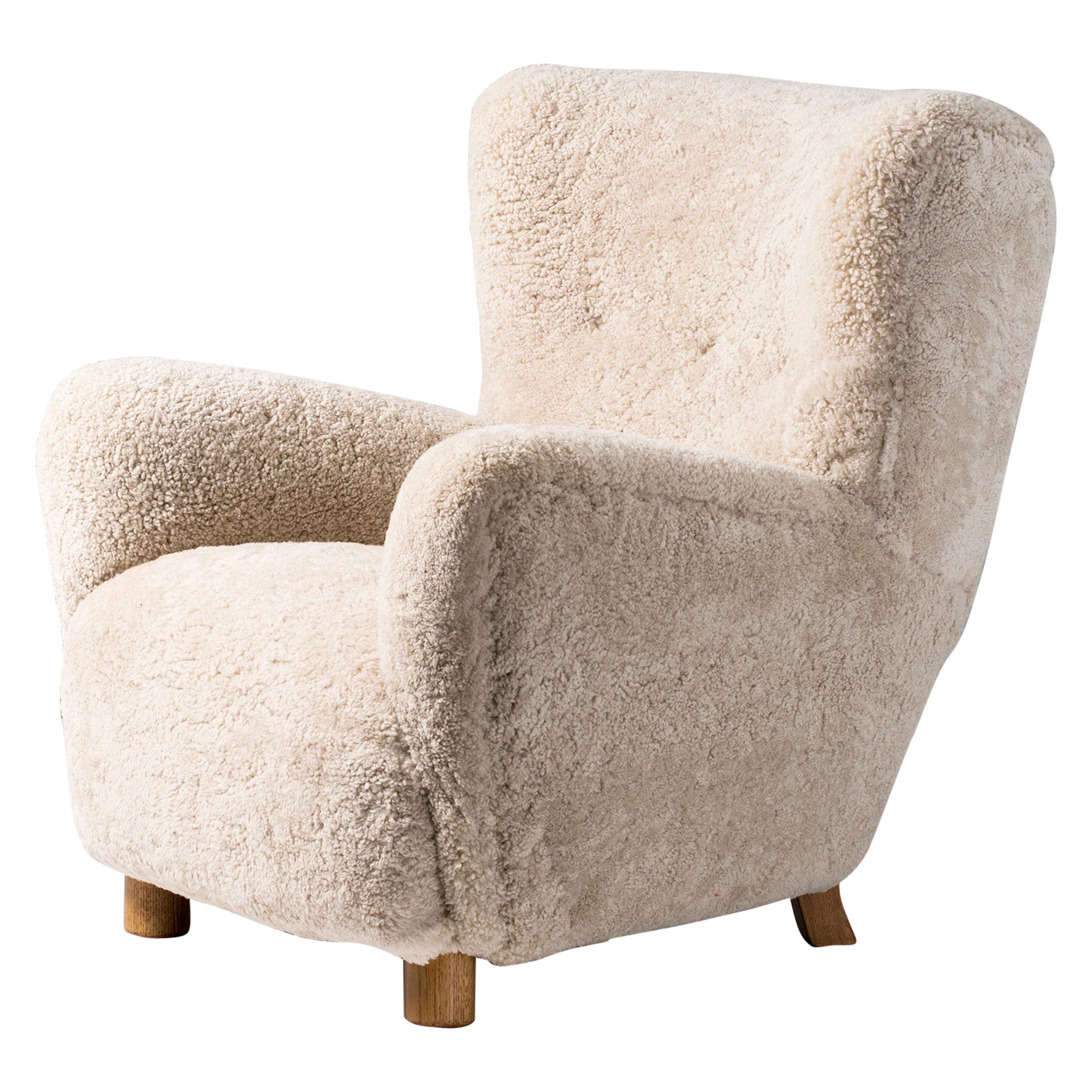 Danish Cabinetmaker 1950s Sheepskin Armchair