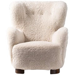 Danish Cabinetmaker 1950s Sheepskin Armchair