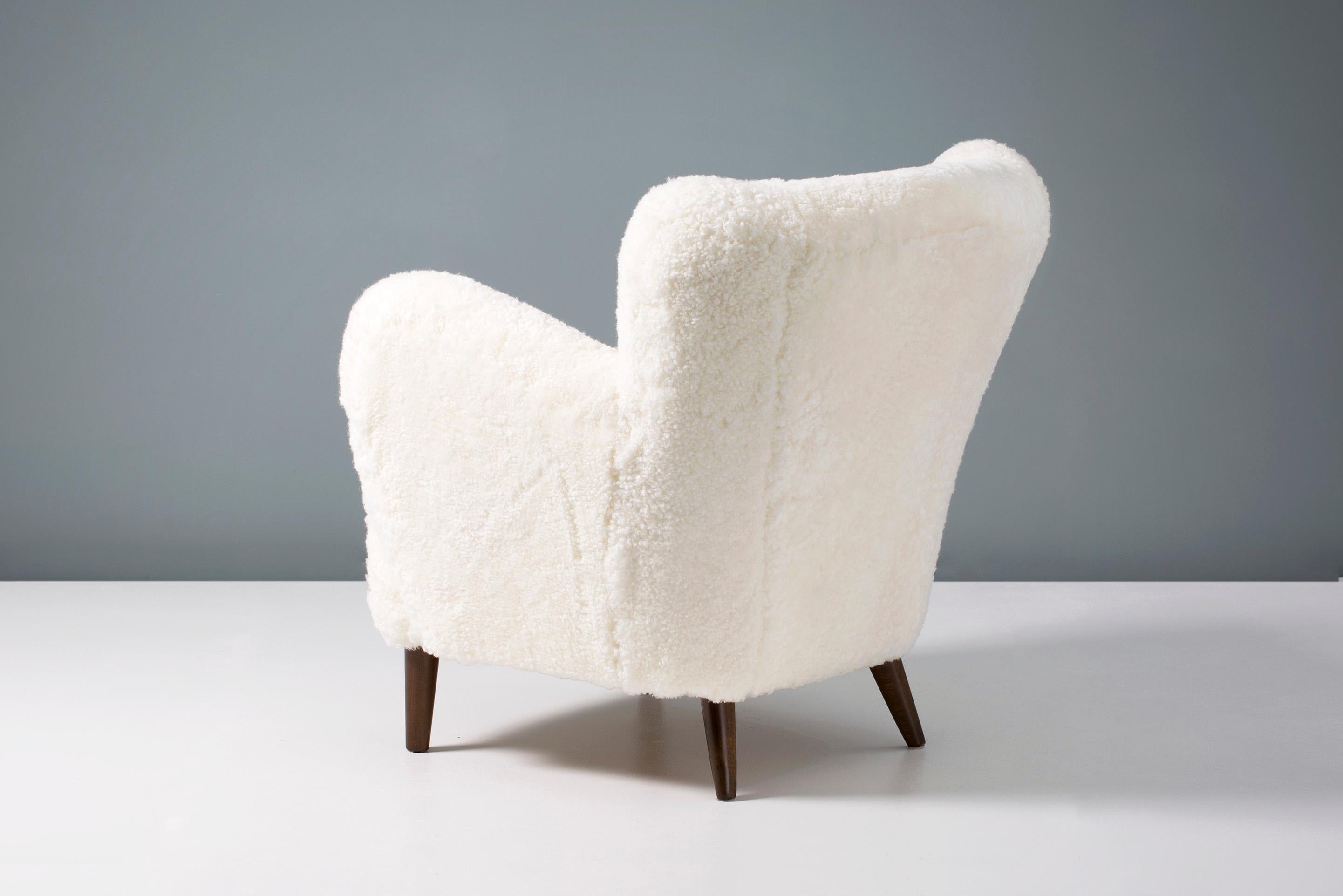 Scandinavian Modern Danish Cabinetmaker 1950s Sheepskin Lounge Chair