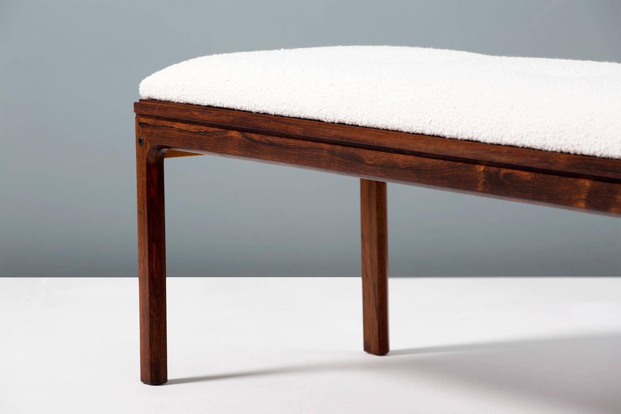 Scandinavian Modern Danish Cabinetmaker 1960s Upholstered Boucle Bench