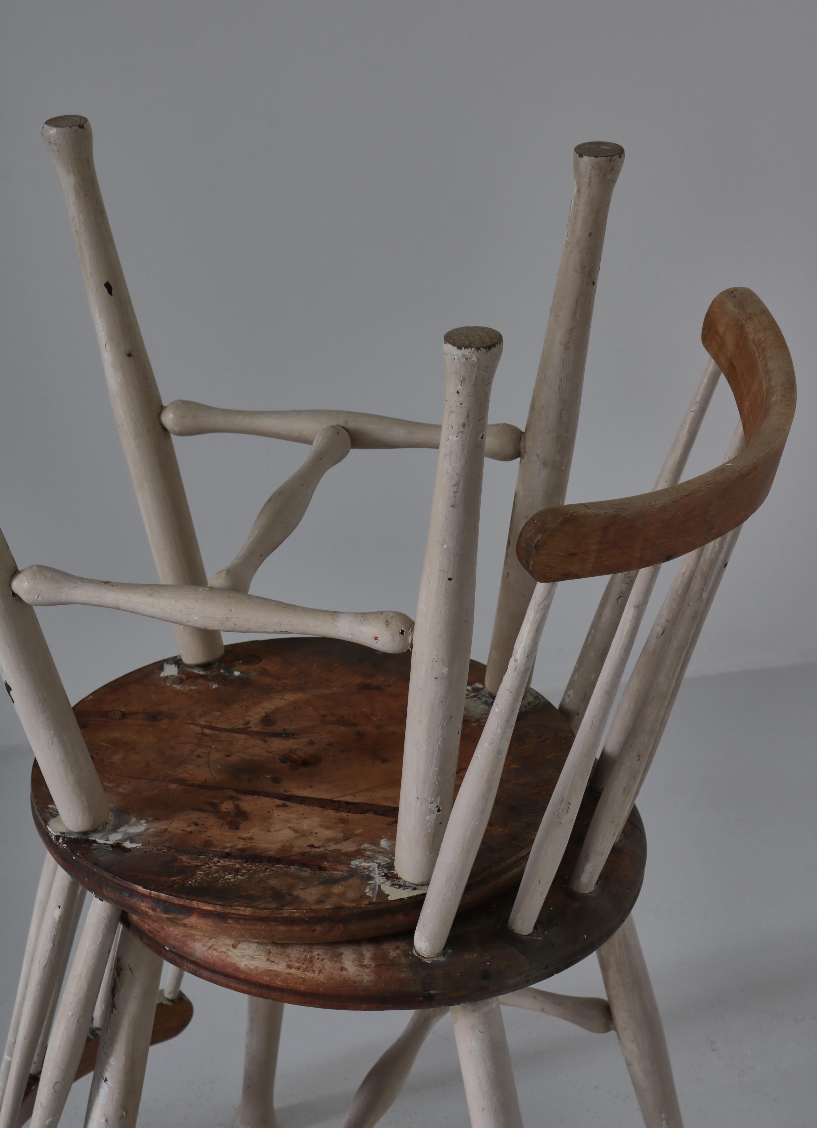 Danish Cabinetmaker Antique Folk Art Spindle Chairs, Early 20th Century For Sale 5