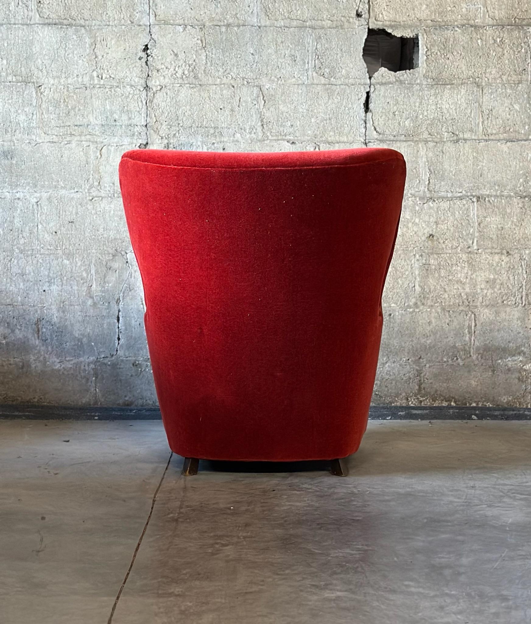 Mid-Century moderno Poltrona da falegname danese in mohair in vendita