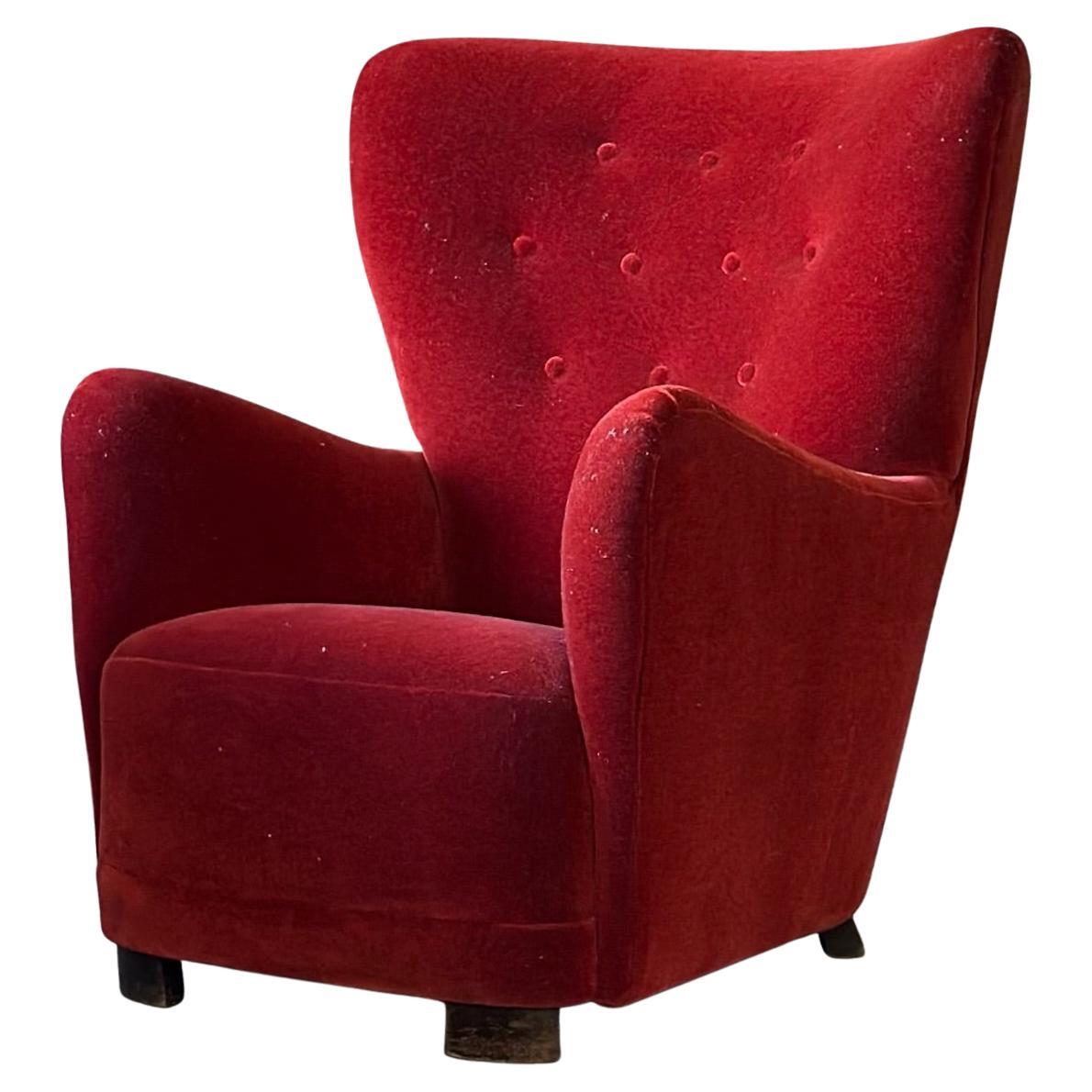 Poltrona da falegname danese in mohair in vendita