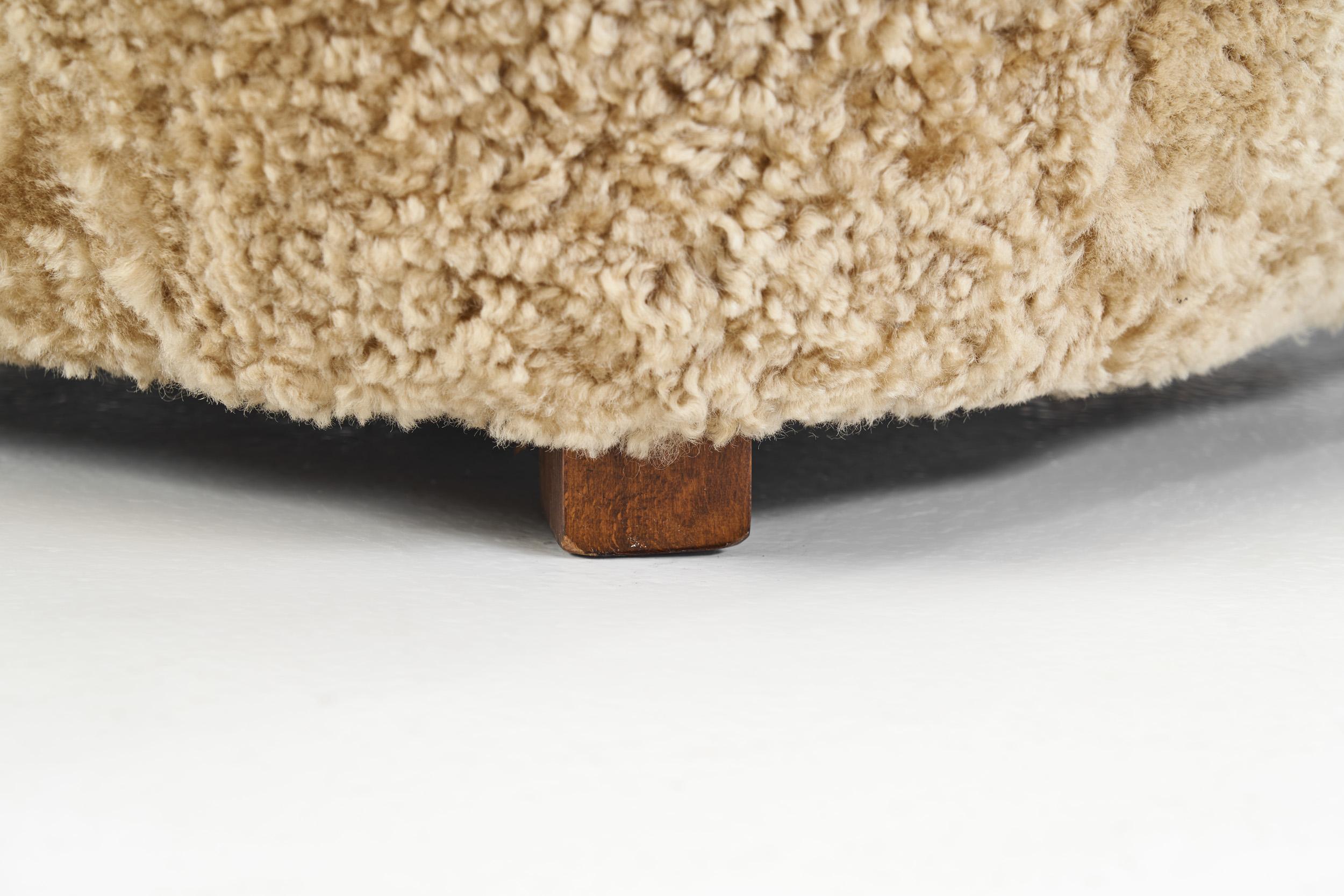 Danish Cabinetmaker Armchair in Warm Sheepskin, Denmark ca 1950s 12