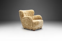 Danish Cabinetmaker Armchair in Warm Sheepskin, Denmark ca 1950s