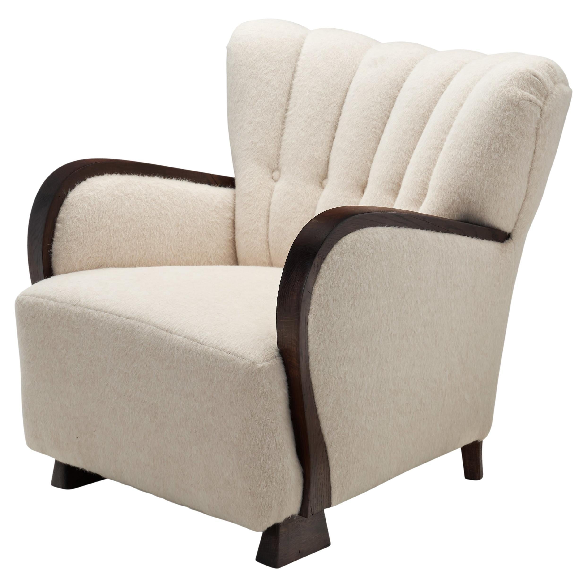 Danish Cabinetmaker Armchair with Oak Overlays, Denmark ca 1950s For Sale