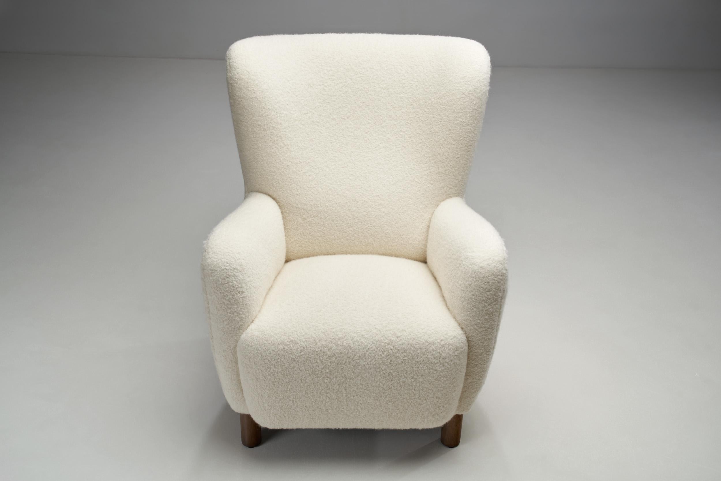 Fabric Danish Cabinetmaker Armchair with Stained Beech Legs, Denmark 1940s 