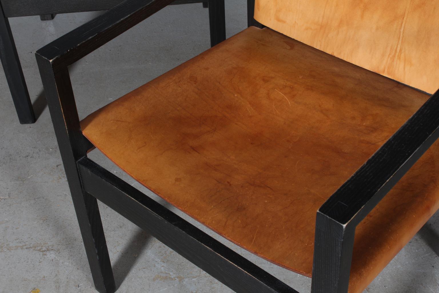 Late 20th Century Danish Cabinetmaker, Armchairs and Saddle Leather, 1970s