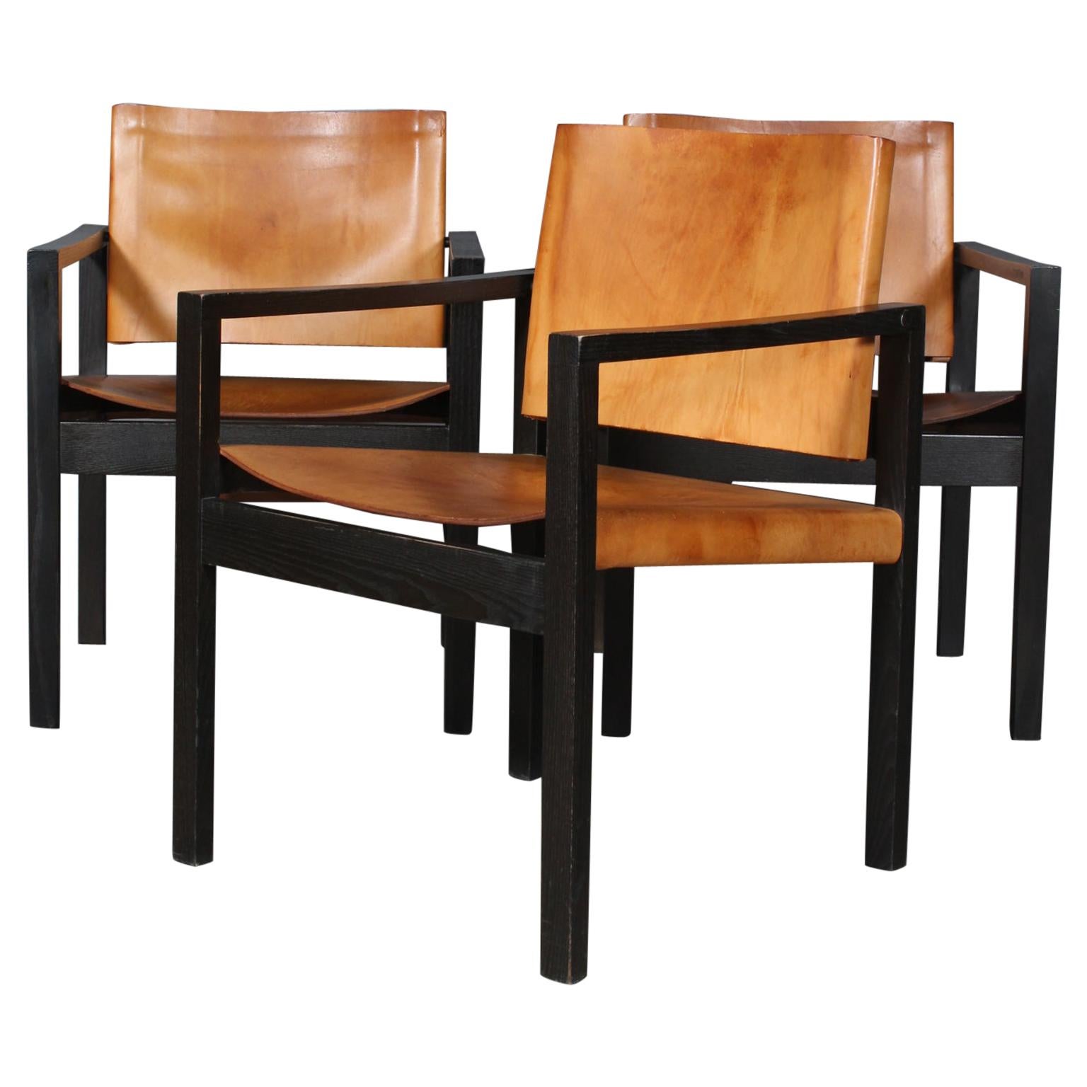 Danish Cabinetmaker, Armchairs and Saddle Leather, 1970s