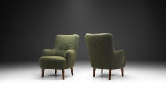 Danish Cabinetmaker Armchairs with Beech Tapered Legs, Denmark 1940s