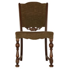 Danish Cabinetmaker Art Deco Side Chair, Green Velvet & Oak, 1930s