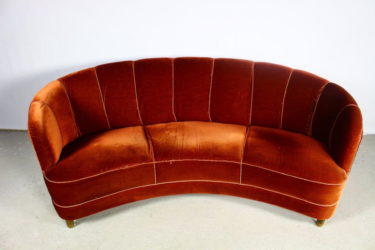 Danish Cabinetmaker Banana Curved Sofa, 1940s at 1stDibs | banana couch,  1940s couch