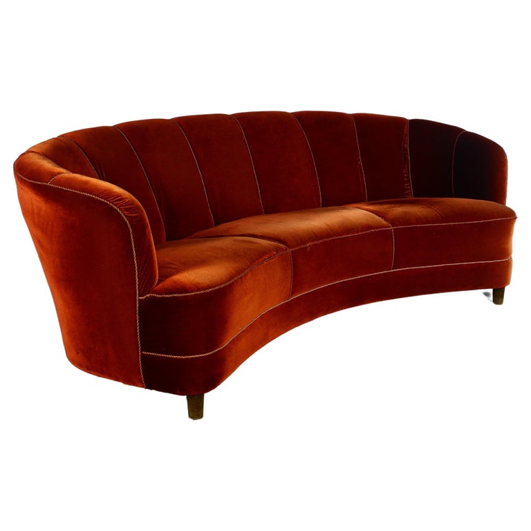 Danish Cabinetmaker Banana Curved Sofa, 1940s at 1stDibs | banana couch,  1940s couch