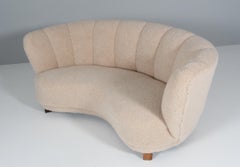Danish Cabinetmaker Banana Sofa Lambwool Sofa, 1940s