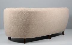Danish Cabinetmaker Banana Sofa Lambwool Sofa, 1940s