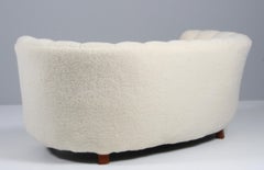 Danish Cabinetmaker Banana Sofa Lambwool Sofa, 1940s