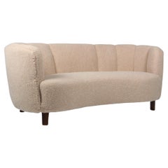 Danish Cabinetmaker Banana Sofa Lambwool Sofa, 1940s