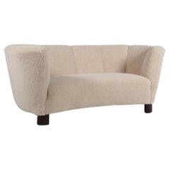 Danish Cabinetmaker Banana Sofa Lambwool Sofa, 1940s