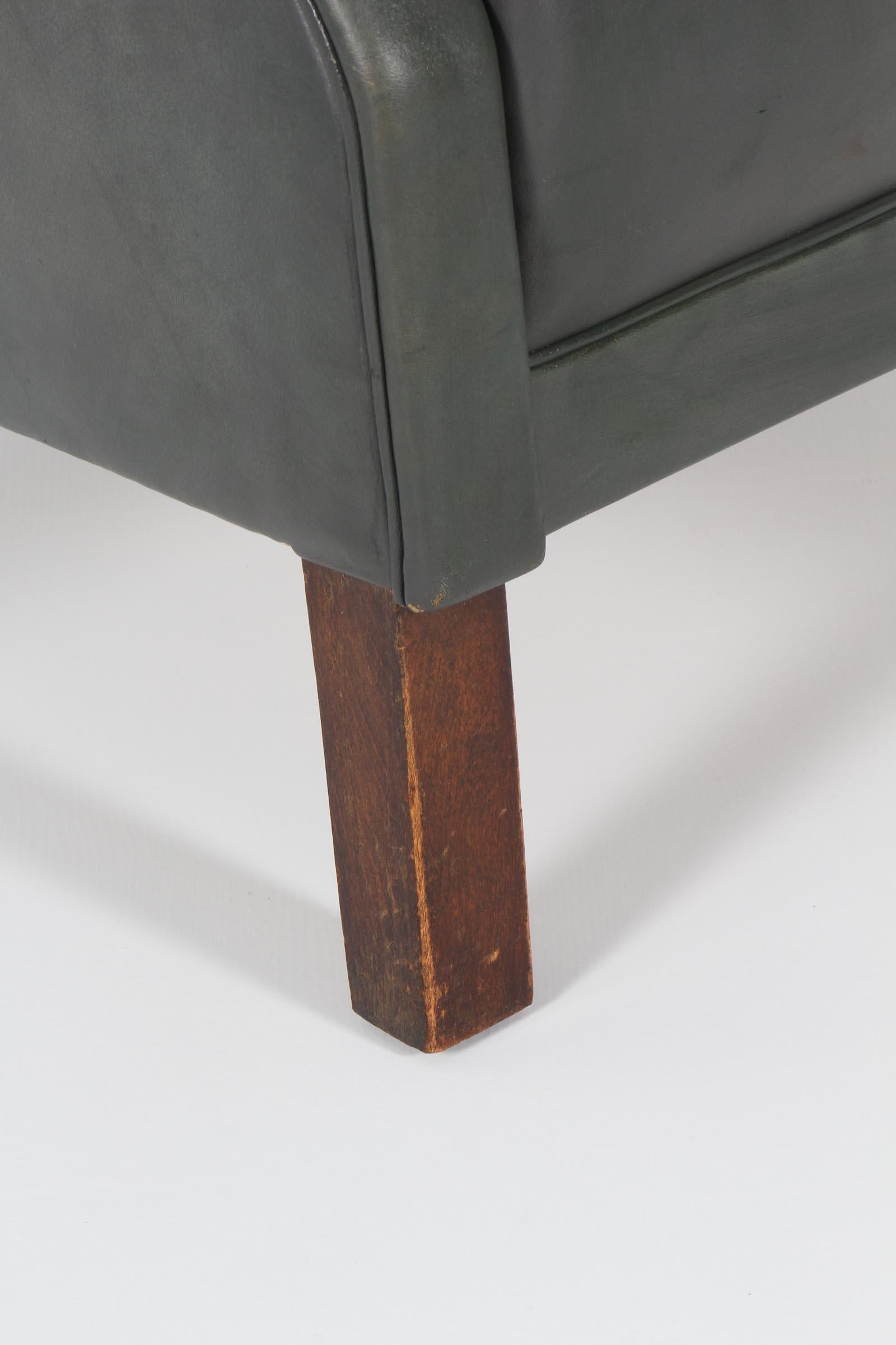 Scandinavian Modern Danish Cabinetmaker Club Chair in Original Black Leather, 1940s